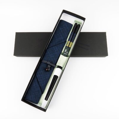 食洗機対応箸　和紙黒龍　箸袋　箸先カバーセット